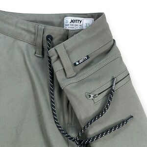 Jetty Mens Olive Green Hybrid Performance Shorts Size 31 Drawstring Zipper
